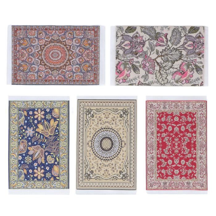 Cadeau Créatif Enfant Lot 4 Tapis Miniatures Maison Poupée 1:12 - 15x10 Cm, Style Floral Turc - Décoration Décoration Miniature Tapis Turc