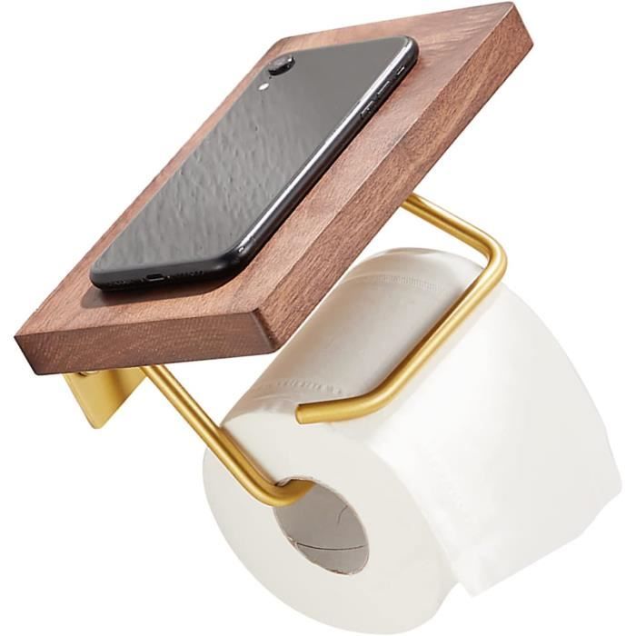 Porte-papier Toilette Avec étagère Téléphone - Acier Inoxydable Doré Double Rouleau