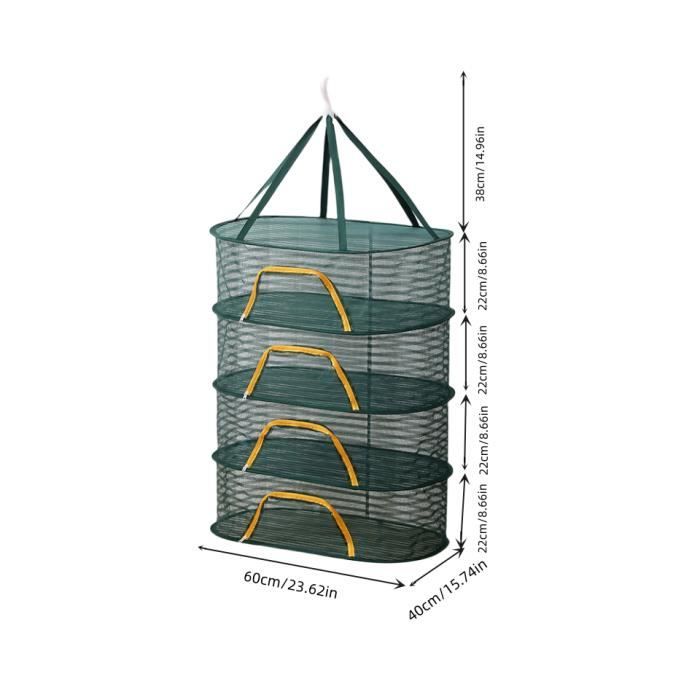 LDXDRU Lot De 2 Filets De Séchage Herbes 4 Niveaux – Pliable, Anti-Insectes, Idéal Herbes, Fleurs, Légumes, Poisson, Viande (40×60×88 Cm + 1 Niveau)