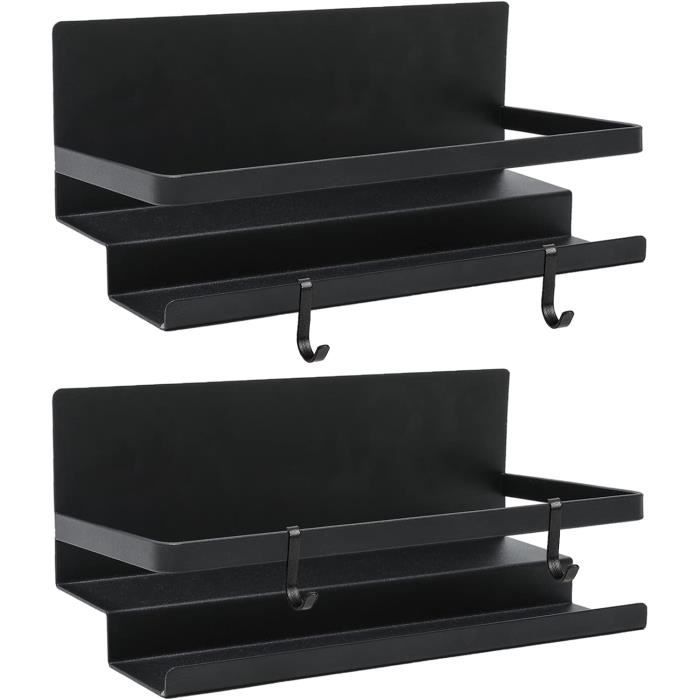 Étagère à Épices Magnétisme Pour Réfrigérateur Étagère Magnétique Noire Et Organisateurs D'Armoire De Cuisine Rangement Organisation Des Épices Mini Étagères Économiseur D'Espace Pour Biberons