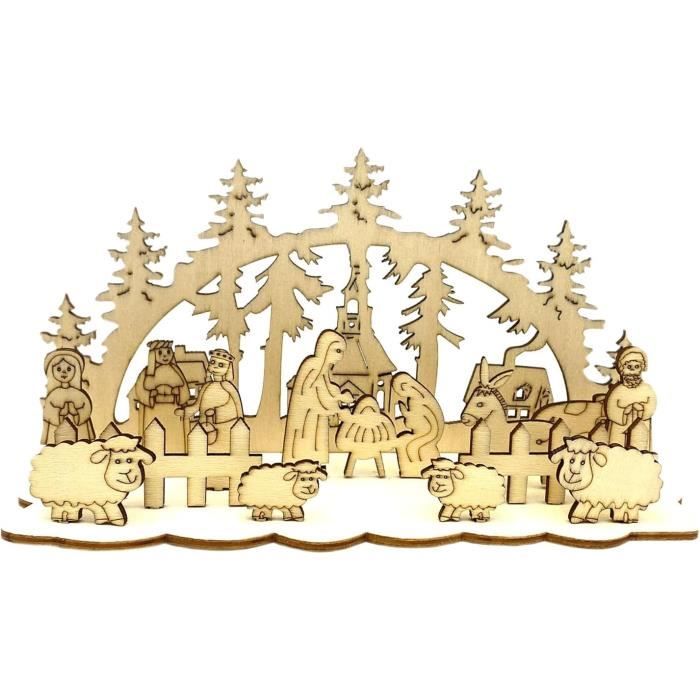 Décoration De Crèche 15 Pièces En Bois À Colorier (Crèche En Bois D