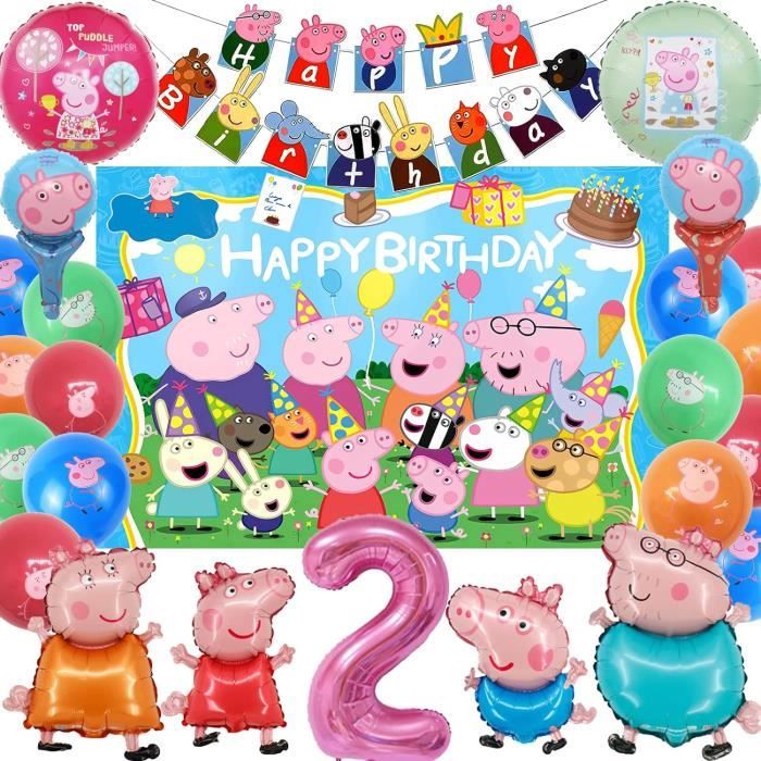 Decoration Anniversaire Pig 2 Ans Fille, Pepp Pig Enfant Ballons Anniv  Deco, Peppa Pig Décoration De Fête D'Anniversaire, De[w7685] - Cdiscount  Maison