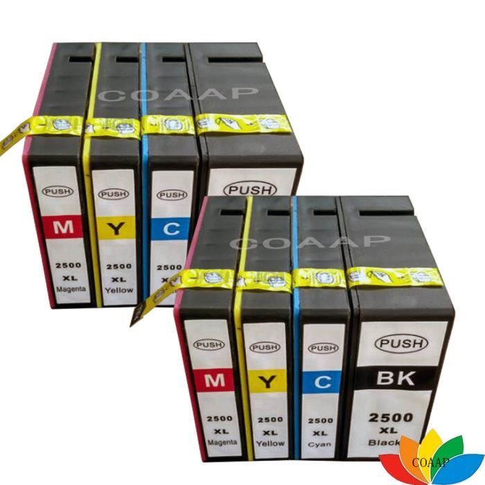 8 Pack PGI-2500 XL Cartouche d'encre pour Canon PGI2500 Maxify