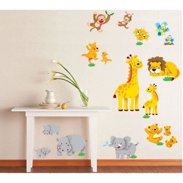 Stickers Animaux Jungle Zoo éléphant Singe Lion pour Enfant Stickers