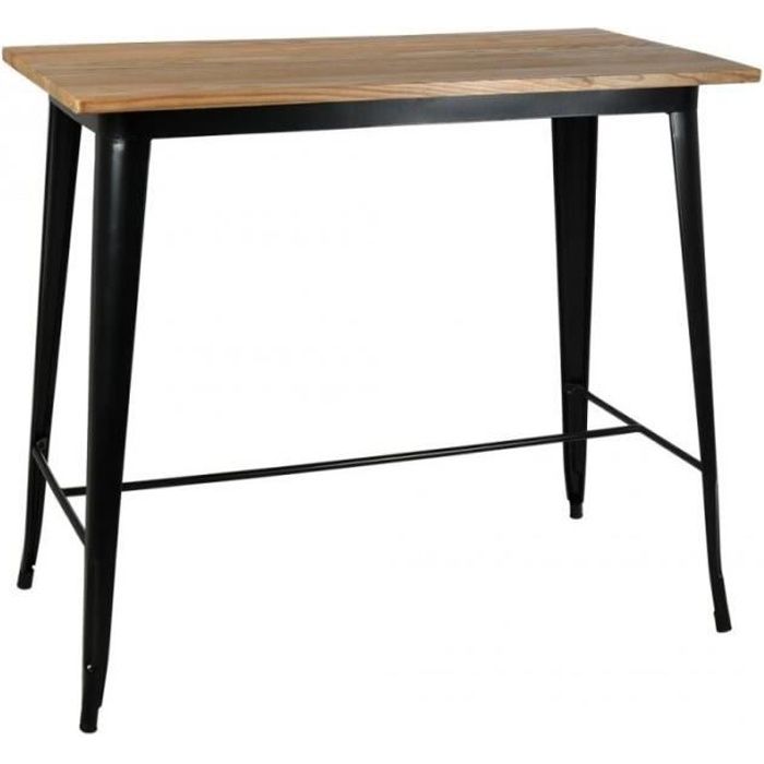 Table Haute Industrielle En Metal Noir Et Bois Achat Vente