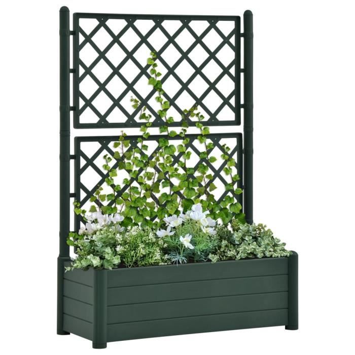Jardnère avec trells 100x43x142 cm PP Blanc | Fleurs extéreures