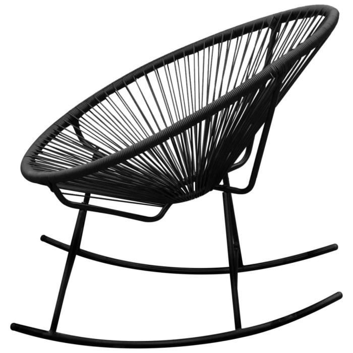 super -chaise à bascule d'extérieur style scandinave fauteuil à bascule chaise de jardin - noir résine tressée @543499
