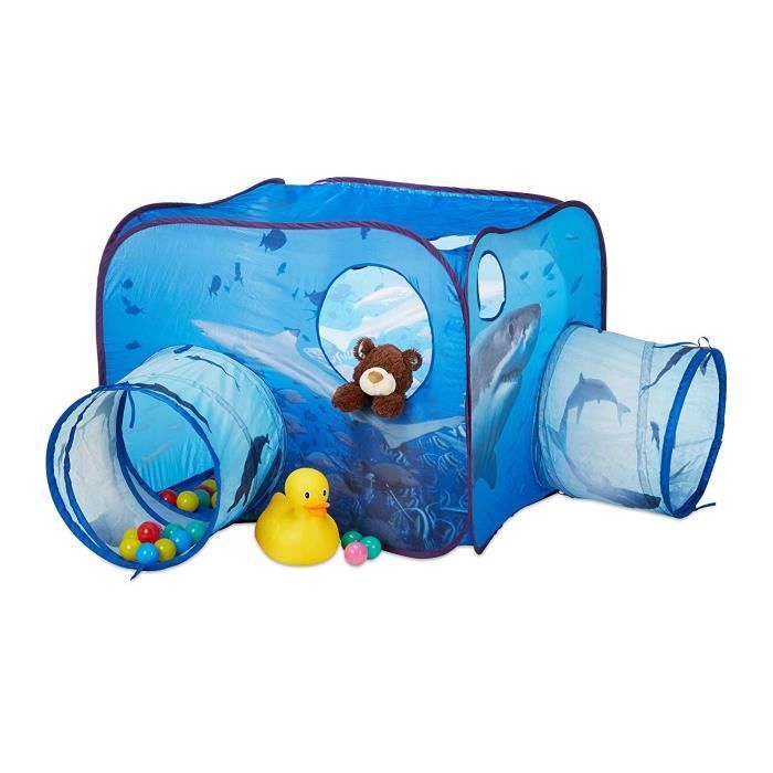 Relaxdays Tente De Jeu Tunnel Pour Enfant Motif Requin Pop Up Avec 2 Tunnels Deveil Bleu 80 X 140 X 140 Cm Jeux Et Jouets Jeux De Plein Air Et Sports Centroarco Com