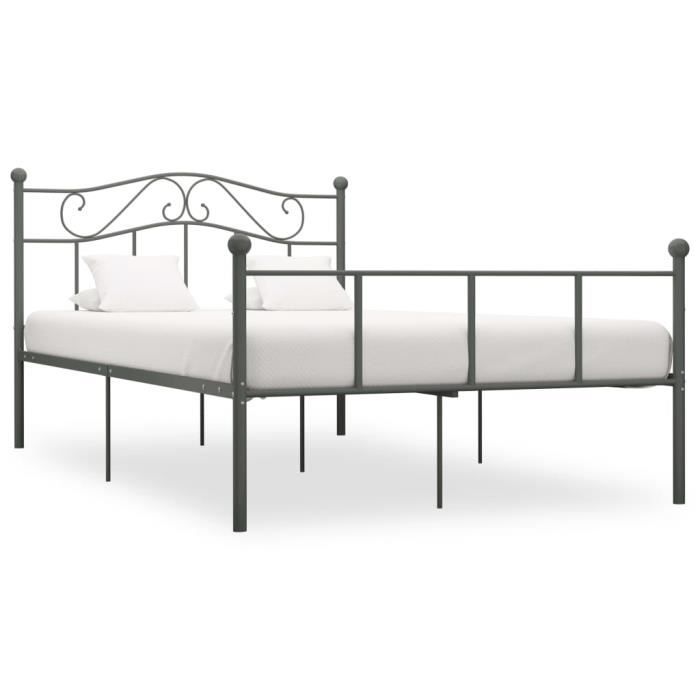 Lit adulte BEST - Queen Size - Structure de lit en métal - Gris - Élégance & Chic Lit adulte BEST - Queen Size - Structure de lit en métal - Gris - Élégance & Chic