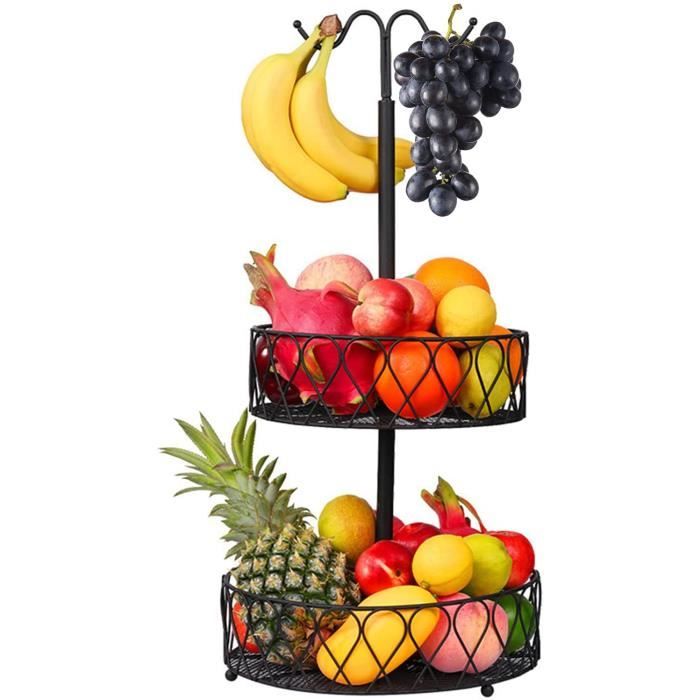 Corbeille à Fruits à 3 étages En Céramique De Grande Capacité - Corbeille à Fruits En Bambou - Plateau De Service à Fruits, Collations, Noix, Pain, Bonbons (porcelaine Blanche