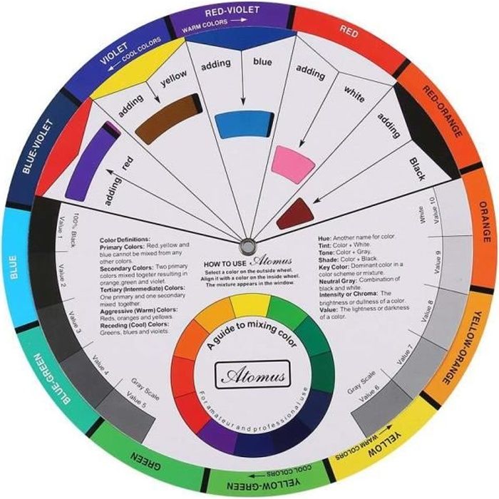 ESTINK Roue chromatique Guide de mélange professionnel Fournitures de carte de papier de roue de couleur de pigment de tatouage