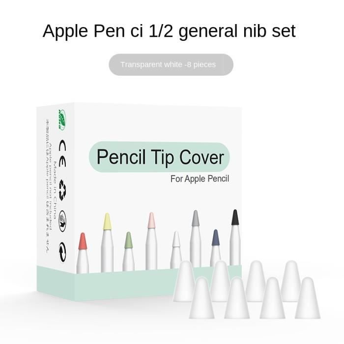 Étui En Silicone Pour Apple Pencil 1ère Génération - 3 Pièces (coque, Capuchon, Support Adaptateur) - Blanc