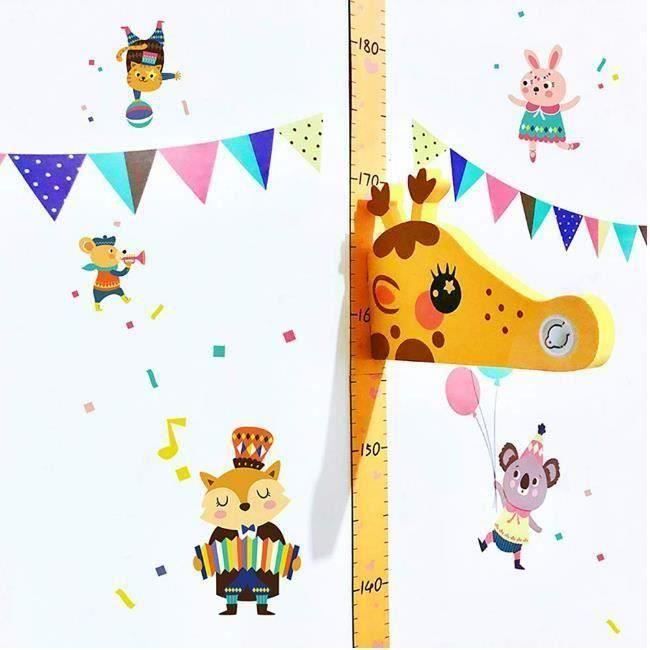 Toise Girafe Enfant DUOUPA - Mesure 60-180cm - Aimant Mobile - Autocollants Décoratifs - EVA/PVC