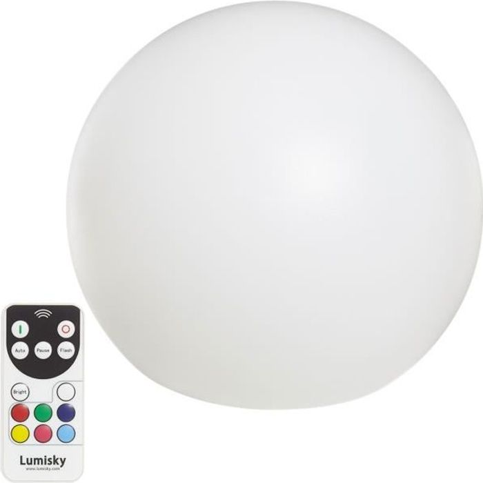 lumisky - boule lumineuse sans fil flottante led - multicolore dimmable bobby - ∅60cm avec télécommande et socle à induction