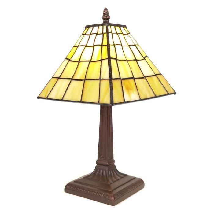 Lampe de table Tiffany Ø 20x38 cm Jaune Plastique Verre 5LL-6140