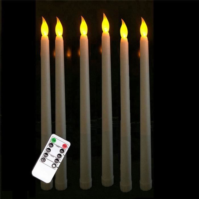 Lot de 6 bougies coniques sans flamme avec minuterie de 6 h