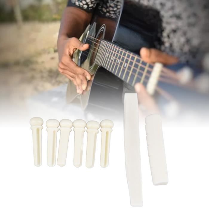 9 Pièces Sillets De Chevalet En Os Bovin - Pour Guitare Classique/folk - Set Avec Papier De Verre