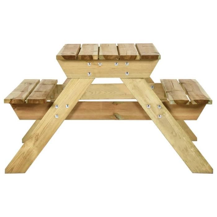OLL Table de pique-nique et bancs 110x123x73cm Bois de pin imprégné 106976