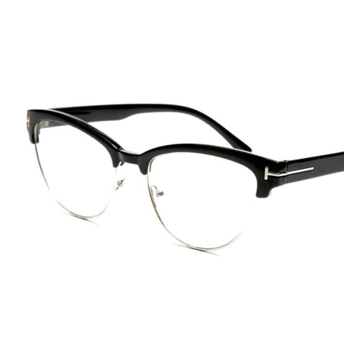 Lunettes Demi cadre Lunettes femmes mode noir Achat Vente lunettes de soleil Femme Cdiscount