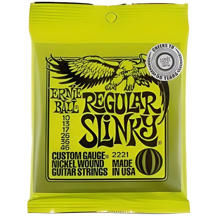 Ernie Ball 2221 Regular Slinky 10-46 : Le Jeu de Cordes Idéal pour Guitaristes Électriques