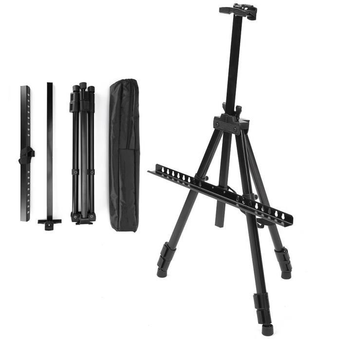 YapitHome Chevalet Téléscopique Ajustable En Métal Noir – Support Artiste, Présentoir Affiche & Tableau Jusqu'à 160 Cm