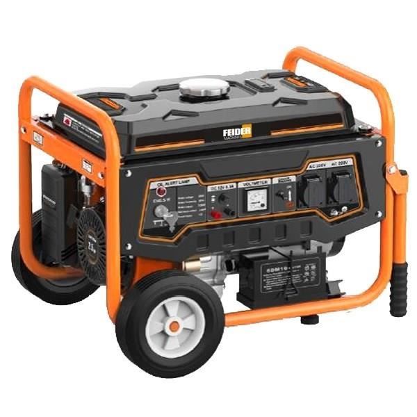 FEIDER Groupe électrogène à essence de chantier FG3000 - 2800 W à 2900 W - Système AVR - Orange et noir