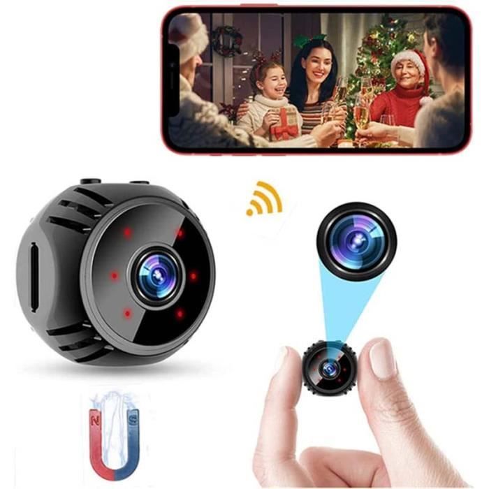 IVVHVVI 1080p Mini caméra de Surveillance intérieure/extérieure, avec détection de Mouvement et Vision Nocturne, Batterie
