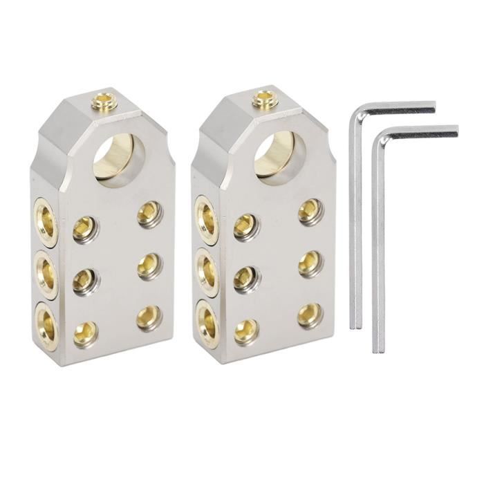 2pcs borne de batterie 6 voies positive négative en alliage de zinc SAE ...