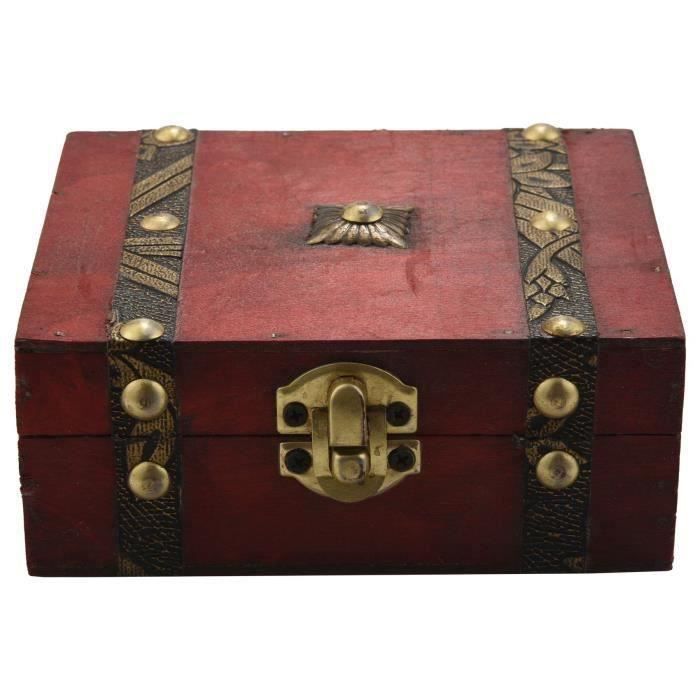 Forbabe Coffre Au Trésor En Bois Vintage 20x15x15cm Avec Serrure - Idéal Pour Enfants Et Décoration