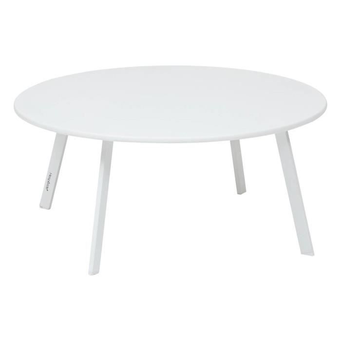 table d'appoint de jardin ronde "saona" blanc en acier d70 cm - blanc - hespéride