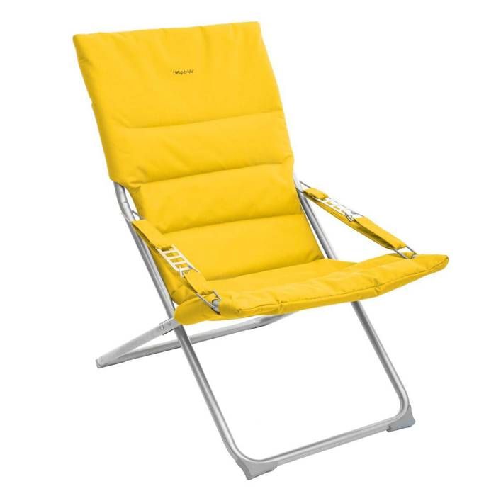 Hespéride - Fauteuil Relax de Jardin Milos Bleu Canard Anti-Rouille Confortable Matelassé Inclinable, 3 Positions Chaise Longue pour Terrasse, Balcon