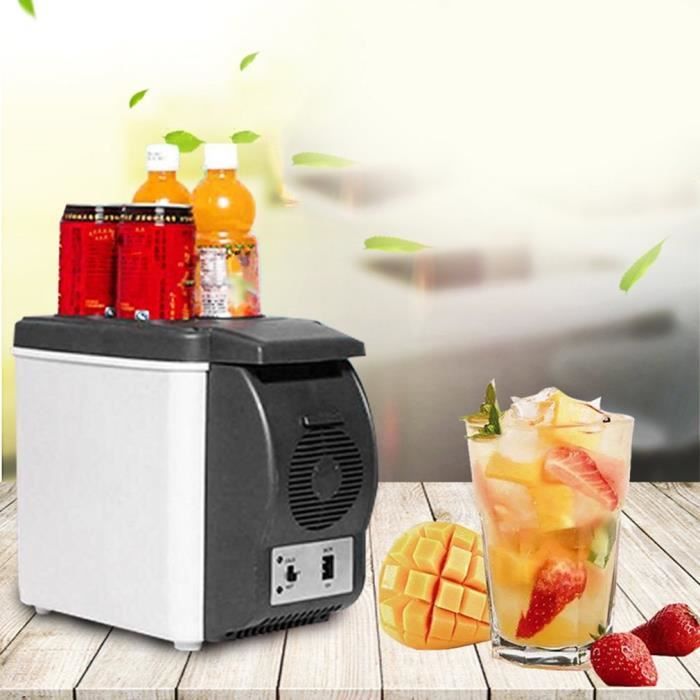 Mini Réfrigérateur Portable 6 litres Mini Frigo 2 en 1 Avec Prise 12/220 V,Convient pour Les Maisons et Les Voitures,Caruse 