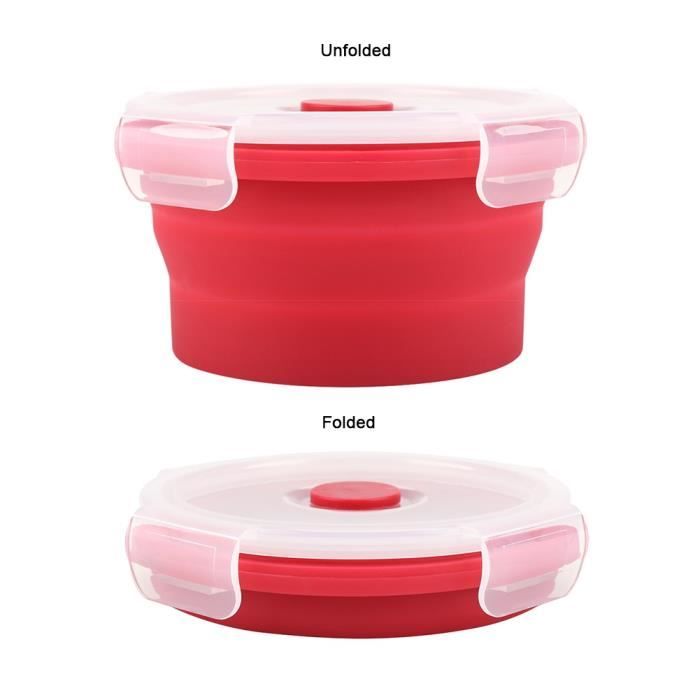 HURRISE Bento Box Boîte à bento ronde en silicone de 350 ml Boîte à lunch  pliable Récipient pour aliments pour micro-ondes - Cdiscount Maison
