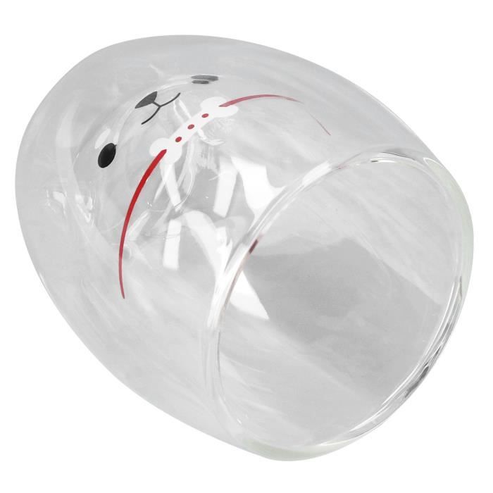 Sufubai Lot De 4 Tasses En Verre Doublé - Motif Dessin Animé Mignon - Pour Cadeau D'anniversaire