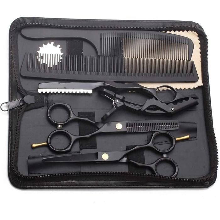 TIDEVAN Kit Ciseaux Coiffure 14 Pièces – Extra Tranchants, 29 Dents, Vis Réglable, étui, Pour Cheveux/barbe/enfants