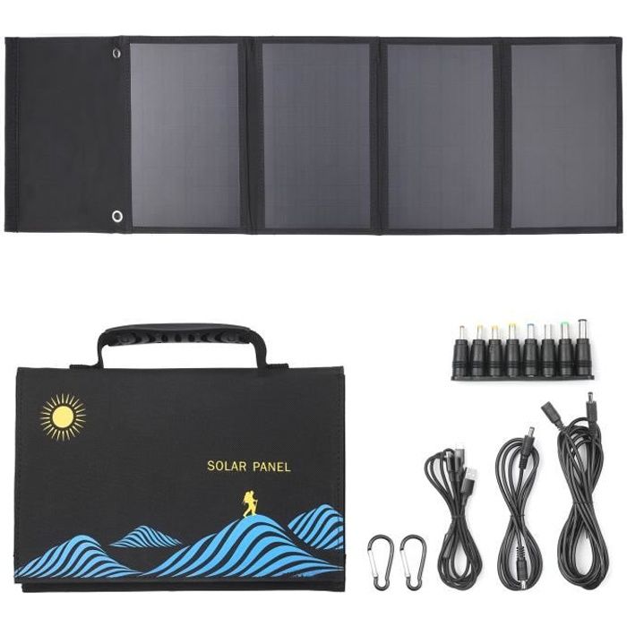 Ej.Life Chargeur De Panneau Solaire 18V 30W, Panneau Solaire Pliable Portatif Etanche De Sortie Usb Dc Pour Les Banques Dalimentation De Tablette De Telephone Portable De Camping 75612771