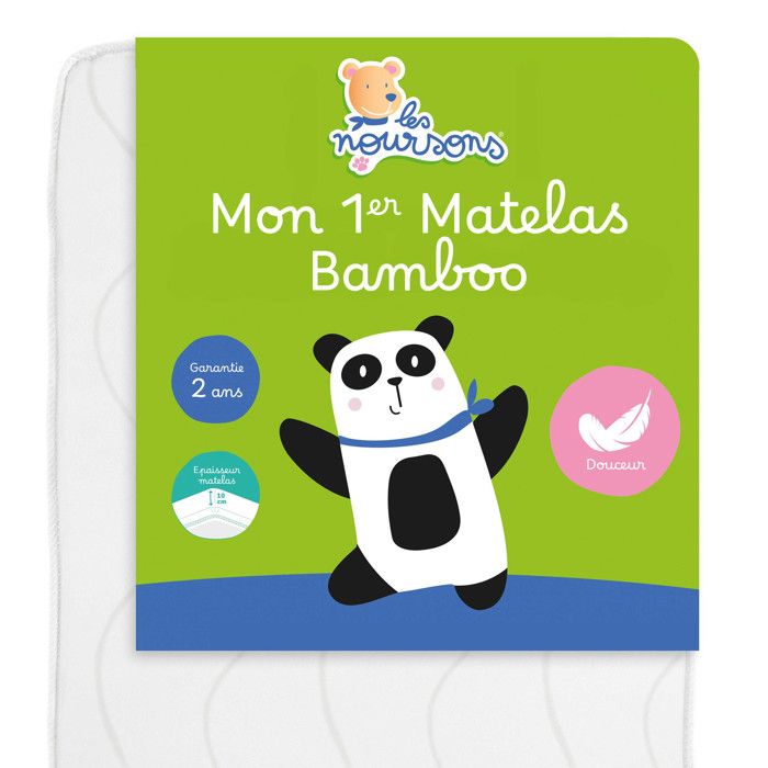 Les Noursons - Matelas Bébé / Enfant Bamboo - 70x140 cm - Sans Traitement chimique - Fabrication Française
