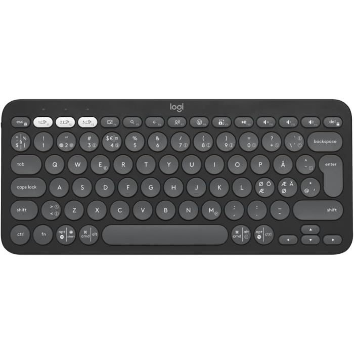 Clavier - Logitech - Pebble Keys 2 K380s - QWERTY Pan Nordic - Bluetooth - Graphite