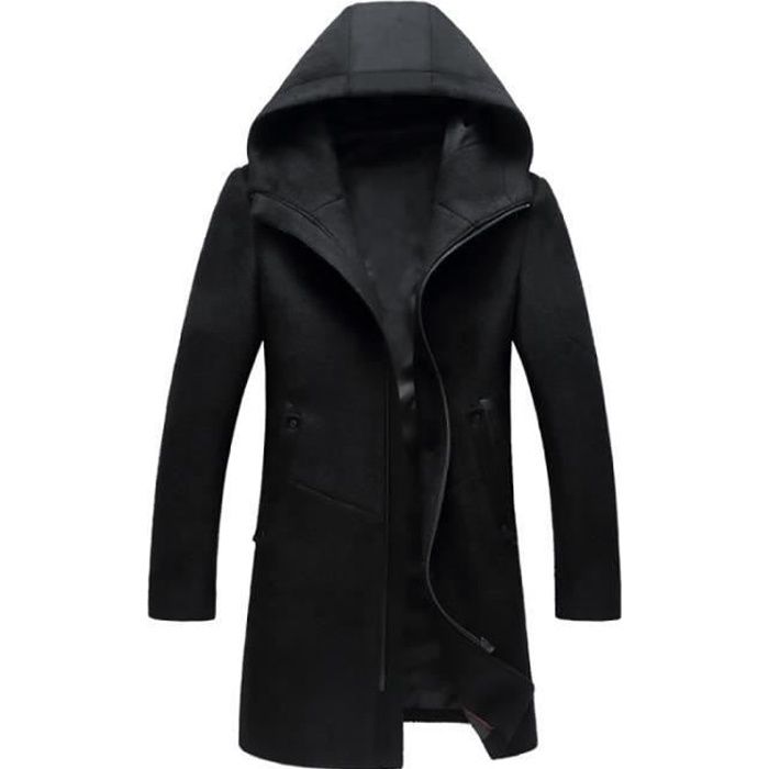 Manteau Laine Capuche Longue Homme Marque Luxe Hiver Pour Hommes