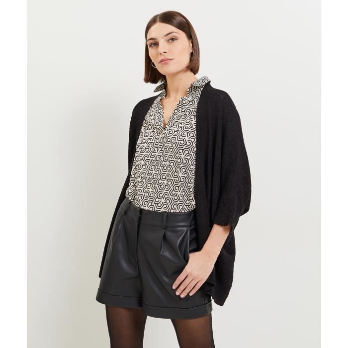 GRAIN DE MALICE Gilet mi long femme Black Cdiscount Pret a Porter