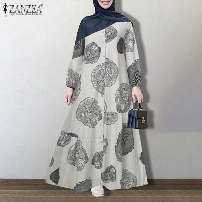 Robe Femmes duba Abaya turquie Hijab robe ZANZEA Vintage robe de