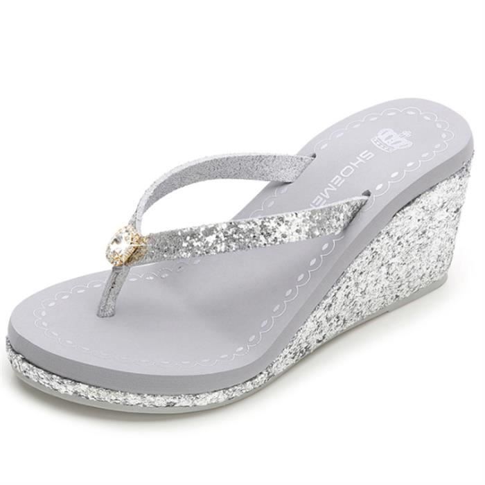 Sandales Femme Été – Maille Creuse, Strass, Semelle Souple – Plates, Plage, Mariage, Costume Traditionnel – Confort Légèreté