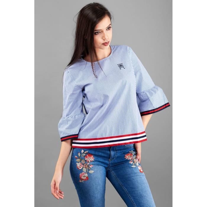 BLOUSE EN COTON AMPLE RIVER WOODS Bleu - Cdiscount Prêt-à-Porter