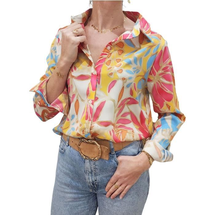 Chemisier femme colore Joanna rose jaune Rose Cdiscount Pret a Porter