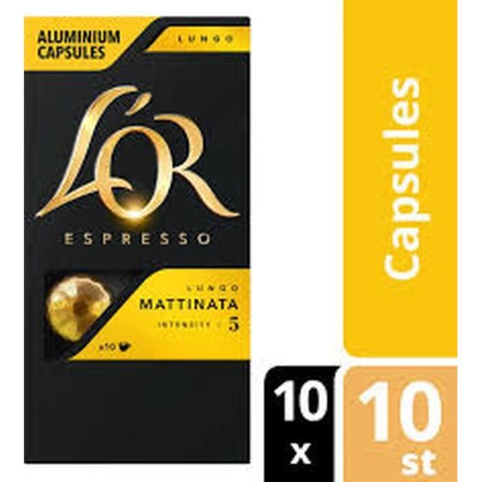 L'OR - Café Espresso - Lungo Mattinata - Intensité 5 - Saveurs Chocolat