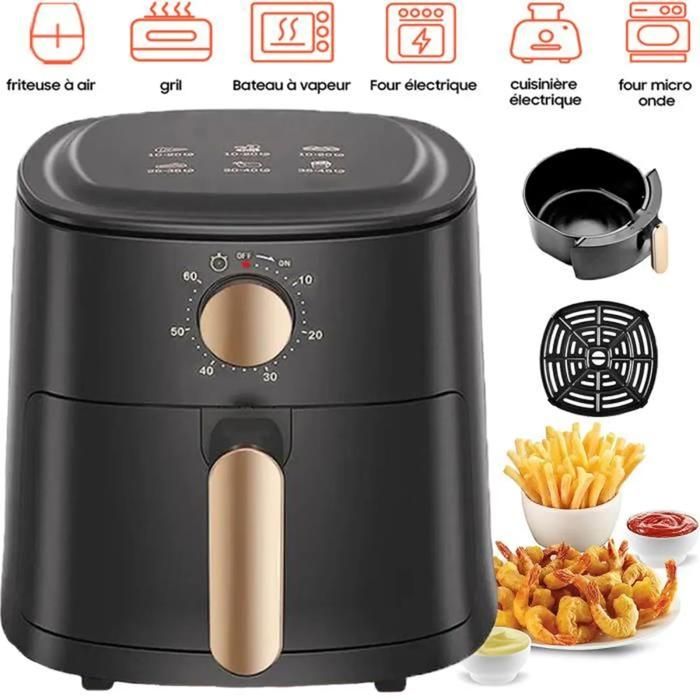 Friteuse sans Huile, Air Fryer Friteuse à Air Chaud Cuisson Rapide Multifonctionnel avec Panier de Cuisine Antiadhésif