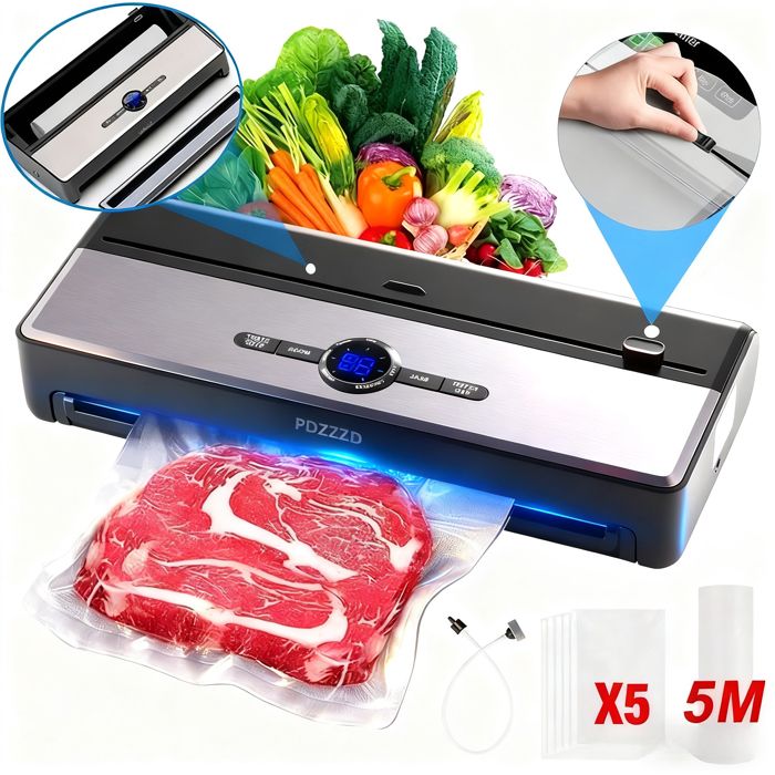 Machine Sous Vide - PDZZZD - 90 KPA - Coupeur Intégré - 7 Modes - Noir ...