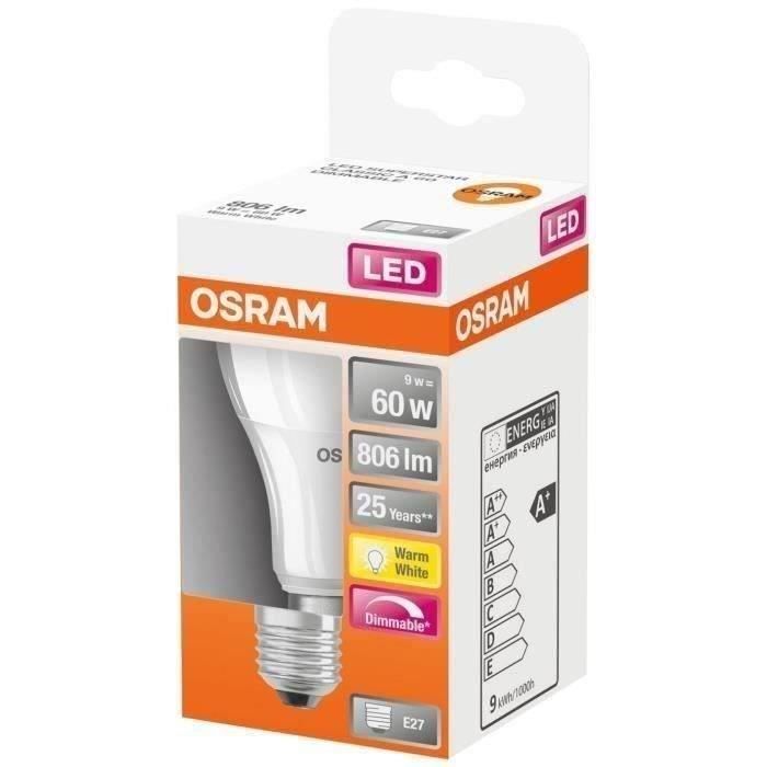 OSRAM - LED std dépolie radiateur variable 9W E27 806lm 2700K