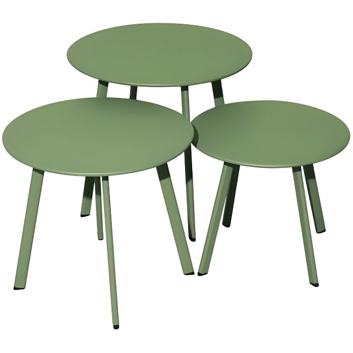 table basse de jardin proloisirs massaï en acier époxy amande - ø 45 cm - vert - métal