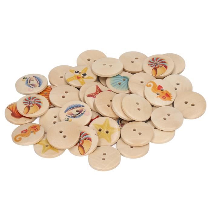 Lot De 50 Boutons En Bois à Coudre Motif Animal 2 Trous DIY Artisanat